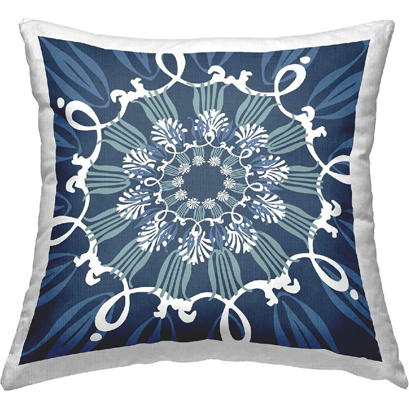 Design Throw Pillow Damask Reversible Throw Pillow, Blue