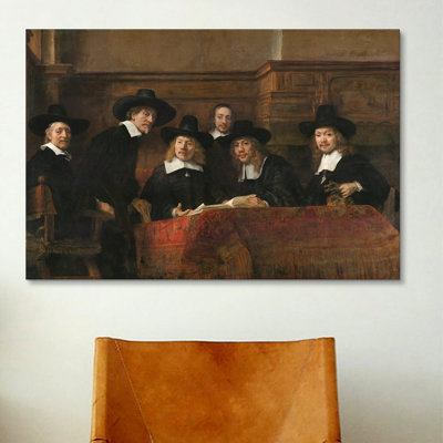 Reproduction d’art sur toile tendue "the des fonctionnaires d’échantillonnage ou syndications de" the drapers "par rembrandt, reproduction d’art sur toile tendue