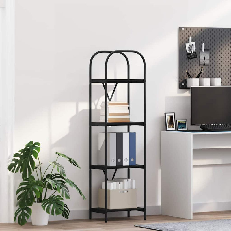 Bookshelf Engineered wood Modern Freestanding Bookshelves Organizer, (4 Shelves) 146cm. H x 40cm. W x 30cm. D, Black Oak