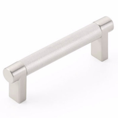 Emtek Select Cabinet Pull 3-1/2" Center-to-Center w/ Rectangular Stem & Knurled Bar