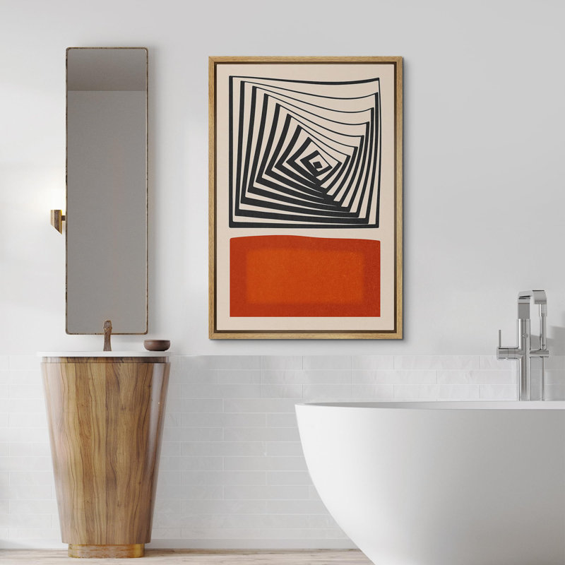 Motif de motifs géométriques carrés abstraits de couleurs vibrantes encadrées sur toile, H 36 po x l 24 po x P 1,5 po