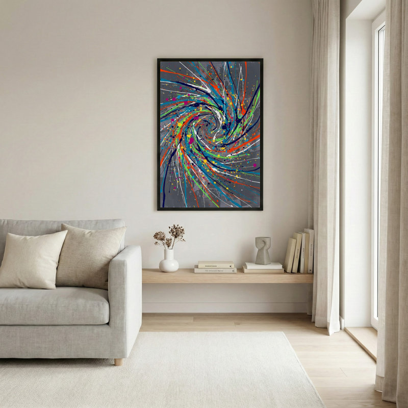 Tableau abstrait coloré à motifs tourbillonnants sur toile tendue, idéal pour la décoration du salon, de la chambre ou de la maison.
