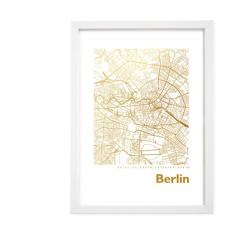 Berlin Map - Single Picture Frame Print, 42.5cm H x 32.5cm W x 3.5cm D