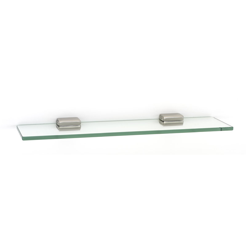 Satin Nickel 18" Rectangle Glass Shelf with Beveled Edges