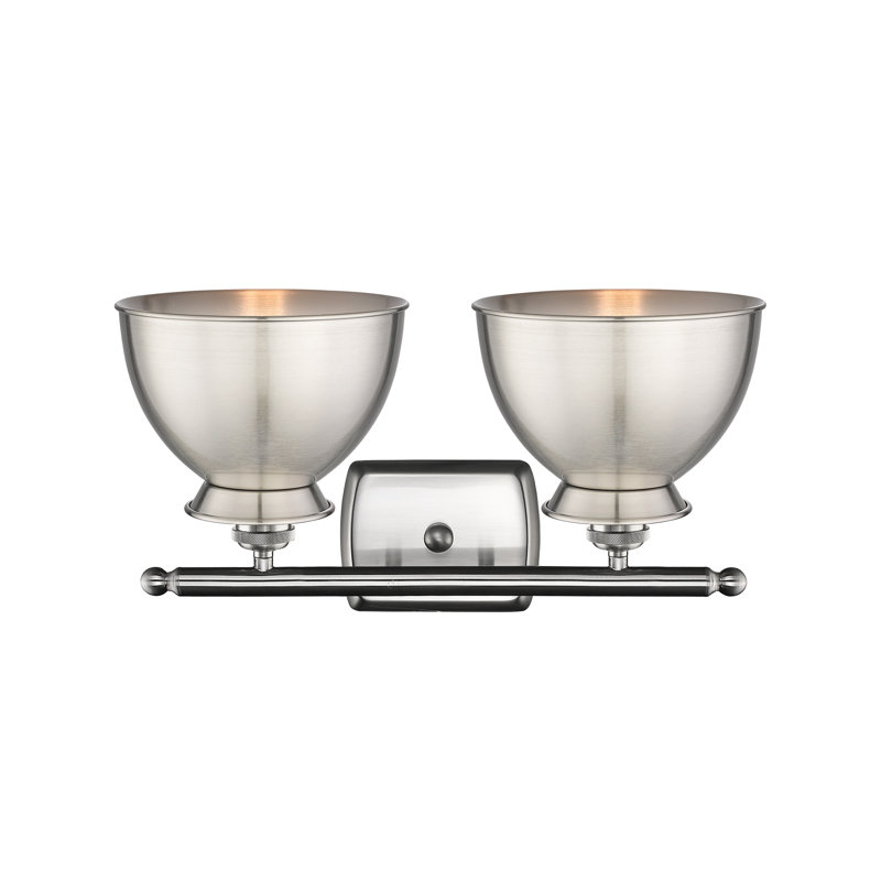 Éclairage pour meuble-lavabo à 2 lumières à intensité variable Arev, Nickel satiné brossé, Ampoule non incluse