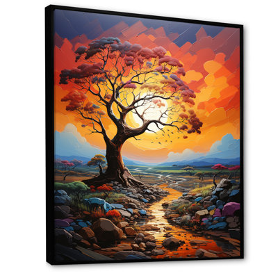 Baobab africain avec des couleurs de l'arc-en-ciel - reproduction d'art sur toile, arbre baobab