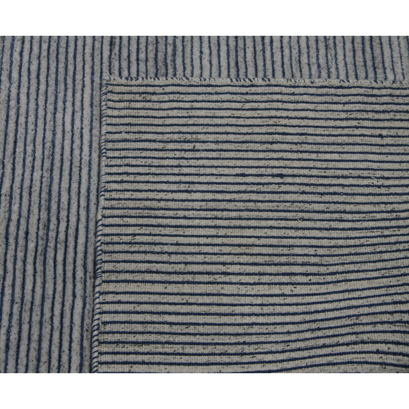 Tapis unique noué à la main bleu de 9 pi x 12 pi