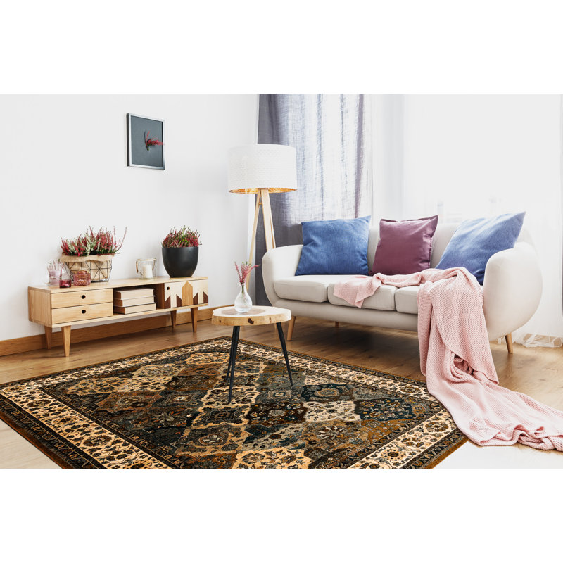 Maryam Oriental Wool Area Rug, Yellow, Rectangular 170 x 235cm