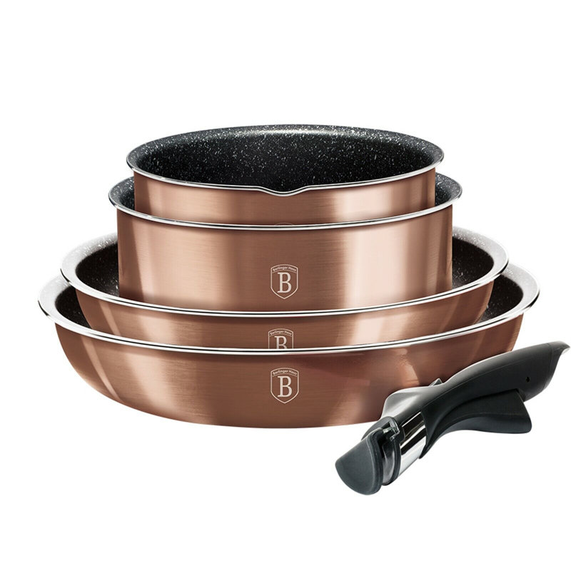 9 - Piece Aluminum Cookware Set, Rose Gold