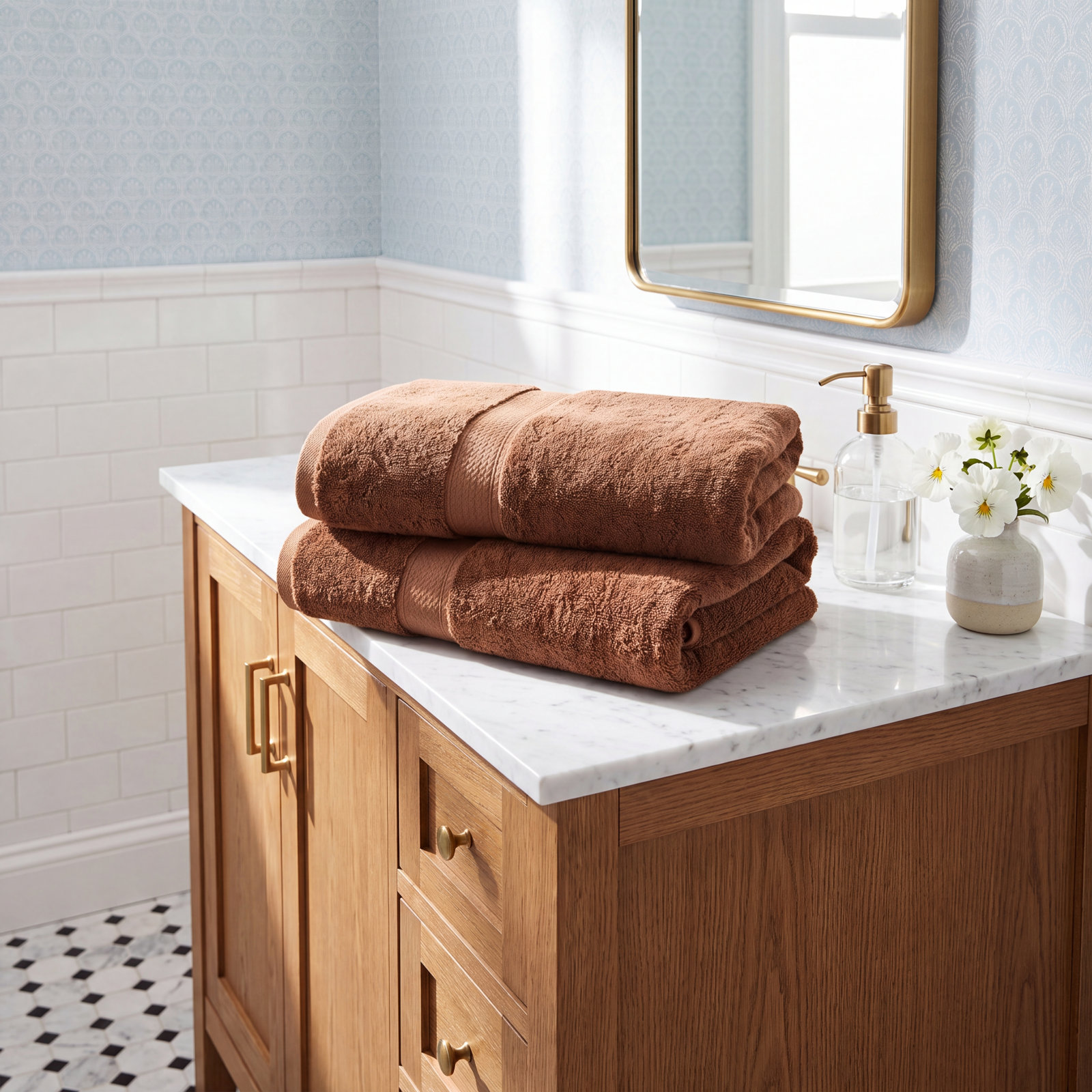 2-Piece Egyptian Cotton Bath Towel Set, Rust