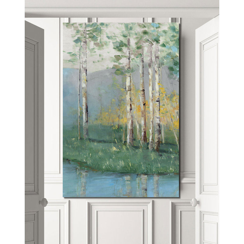 " Birch Reflections IV ", 27" H x 18" W x 1.5" D, Wrapped Canvas