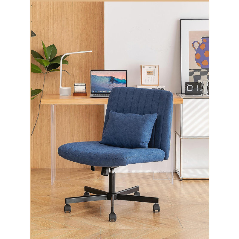 Chaise de bureau moderne en lin bleu avec caractéristiques ajustables pour plus de confort et de style, Blue Linen