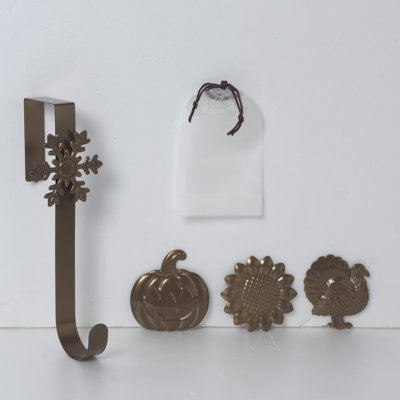 Metal Wreath Hanger with 4 Changeable Icons 10.63"H