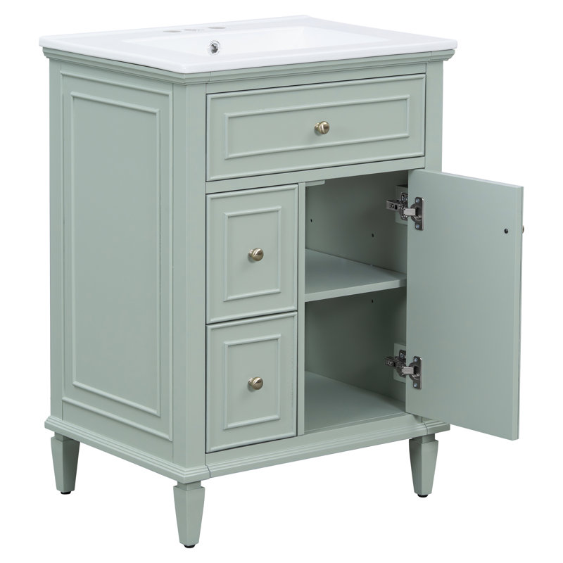 Meuble-lavabo 24 po avec lavabo en céramique, Vert