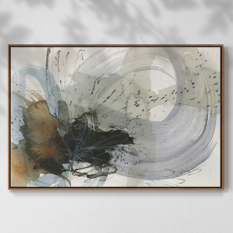 Orbital Burst II, peinture sur toile encadrée, H 27 po x l 41 po x P 2 po, Cadre noyer