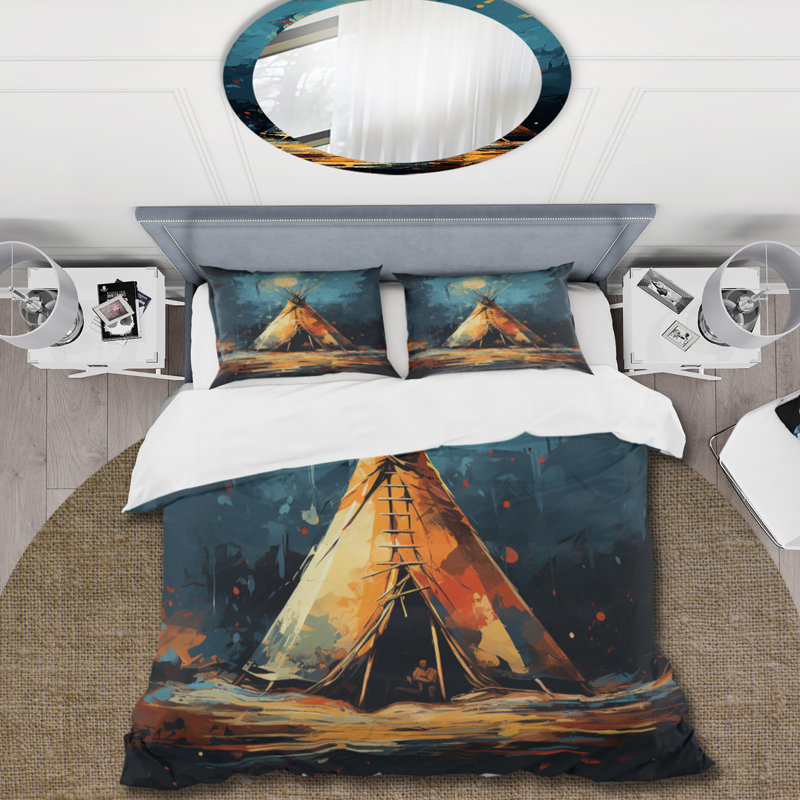 Literie, Housse de couette pour grand lit et 2 taies décor