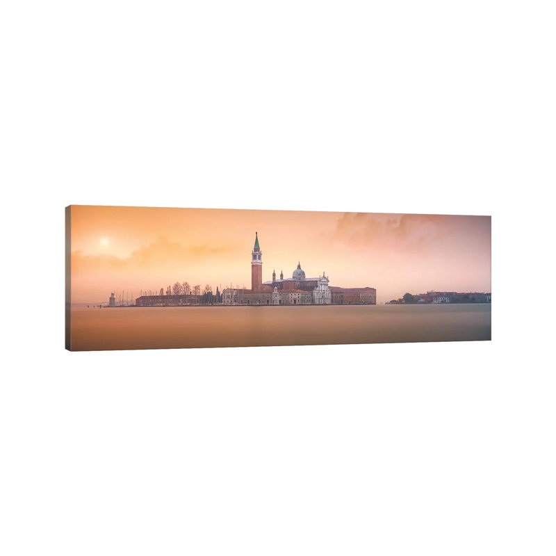 Venice Pink Sunrise by Joanaduenas - Wrapped Canvas Panoramic Print, 40.64cm H x 121.92cm W x 1.905cm D