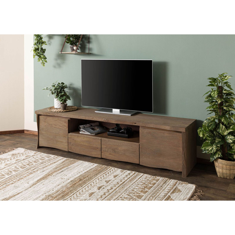 Pure Mango Unfinished TV Stand for TVs up to 75", Brown/Sandblasted