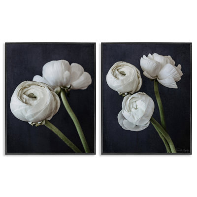 «Simple Black & White Peony», ensemble de 2 giclées encadrées par Jennifer Rigsby