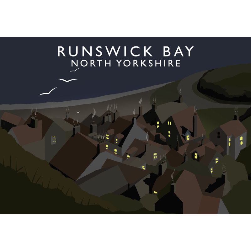 Runswick Bay 5 Night by Richard O'Neil - Print, No Frame, 30 cm H x 40 cm W x 1 cm D