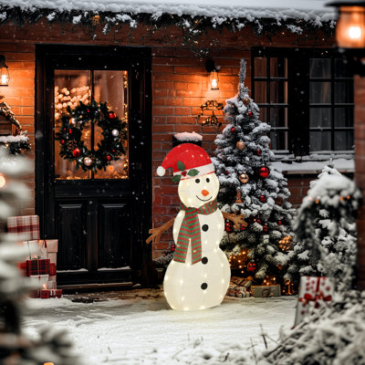 Bonhomme de neige illuminé, décoration de Noël extérieure avec lumières DEL