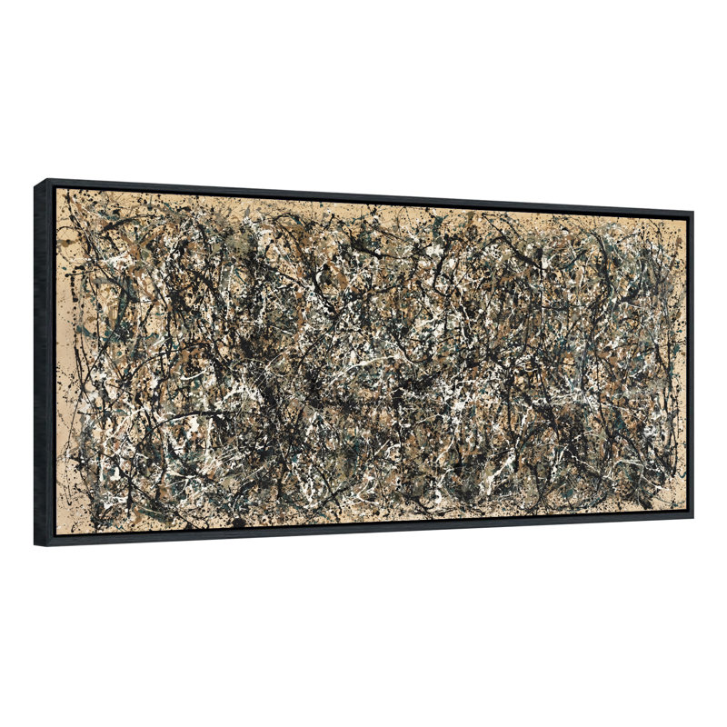 Framed Canvas Giclee Print Art One Number 31, 1950 by Jackson-Pollock Home Decor (Black Slim Frame,20"x40")