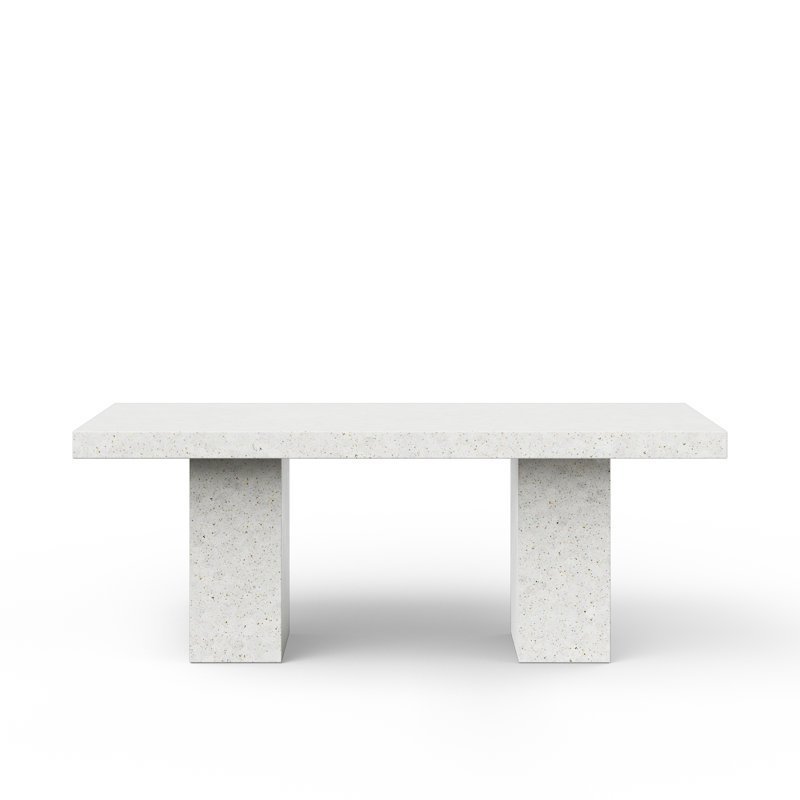 Table de salle à manger Kareen, Table de comptoir (hauteur de 36,25 po), L 95 po x l 47 po, Ivoire Terrazo