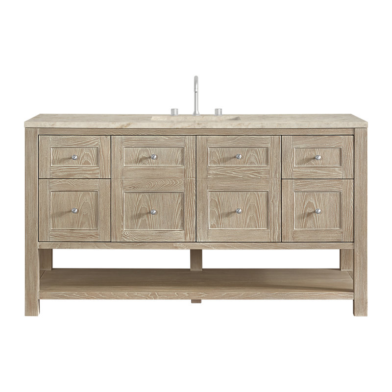Breckenridge 60"W Single Vanity W/ Freepower Wireless Charger, Whitewashed Oak, Tajnar Eclos