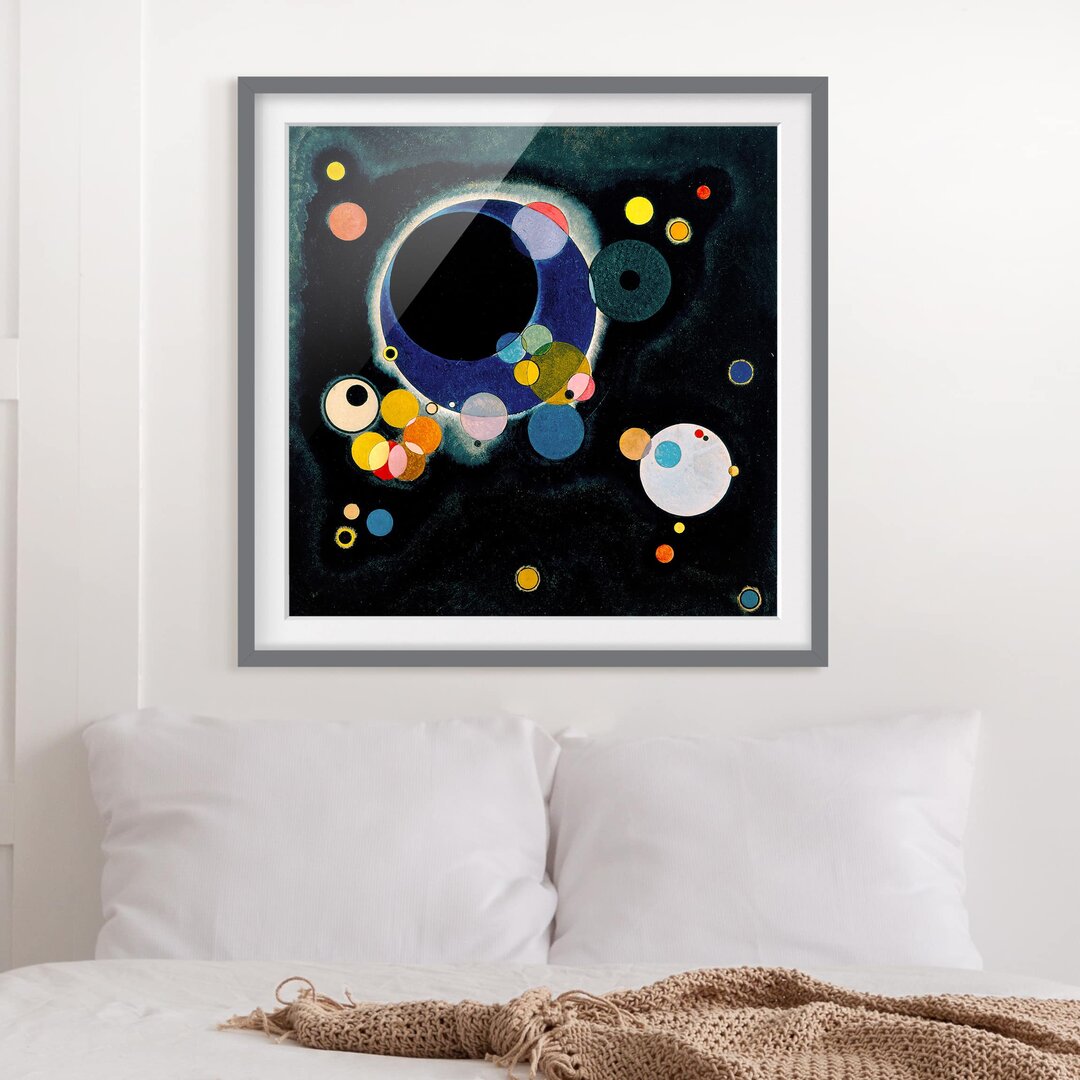 Gerahmtes Papierbild Skizze Kreise von Wassily Kandinsky