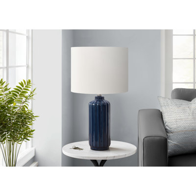 Lighting, H 23 po, lampe de table, céramique, abat-jour ivoire / crème, contemporain, moderne