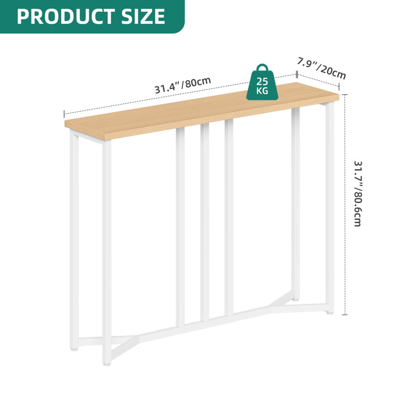 80cm Console Table, Natural, White