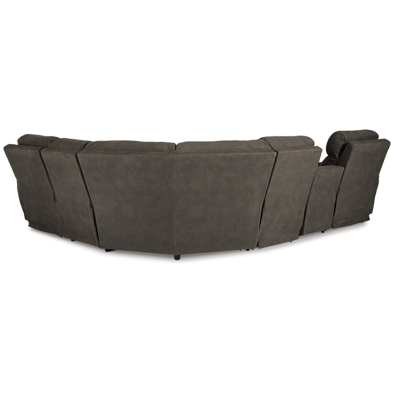 Gray Six-Piece Faux Leather Reclining Sectional Sofa