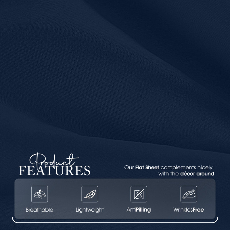 Flat Sheet, Super King, Navy