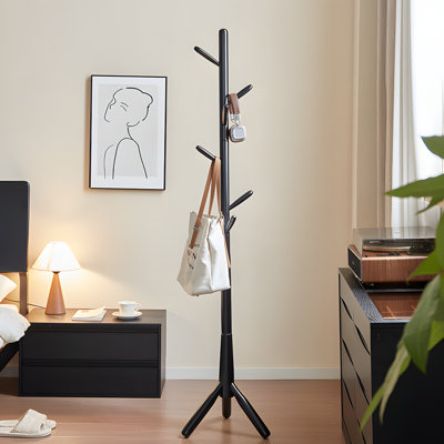Portemanteau en bois massif pour la chambre à coucher, cintre autoportant avec plusieurs crochets, organisateur de vêtements robuste et peu encombrant pour la maison