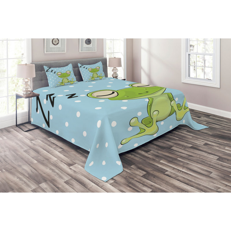 Cartoon Polyester Dots Coverlet, King Bedspread + 2 Shams