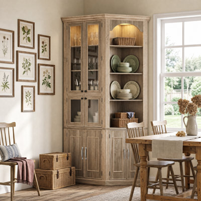 90.3"H Corner Pantry Cabinet With 8 Door