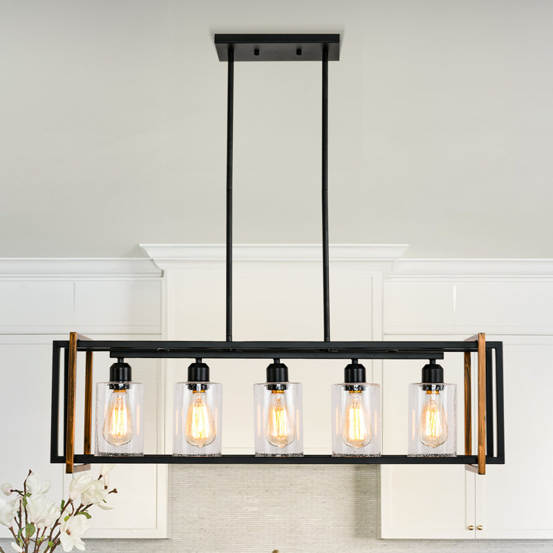 Luminaire suspendu noir industriel rétro à 5 lumières Lodgecage