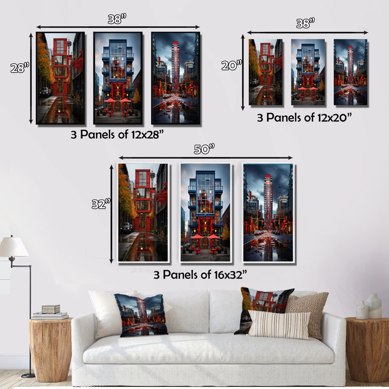 «Toronto Urban Contrast», 3 pièces sur toile, H 40 po x l 60 po, Toile tendue