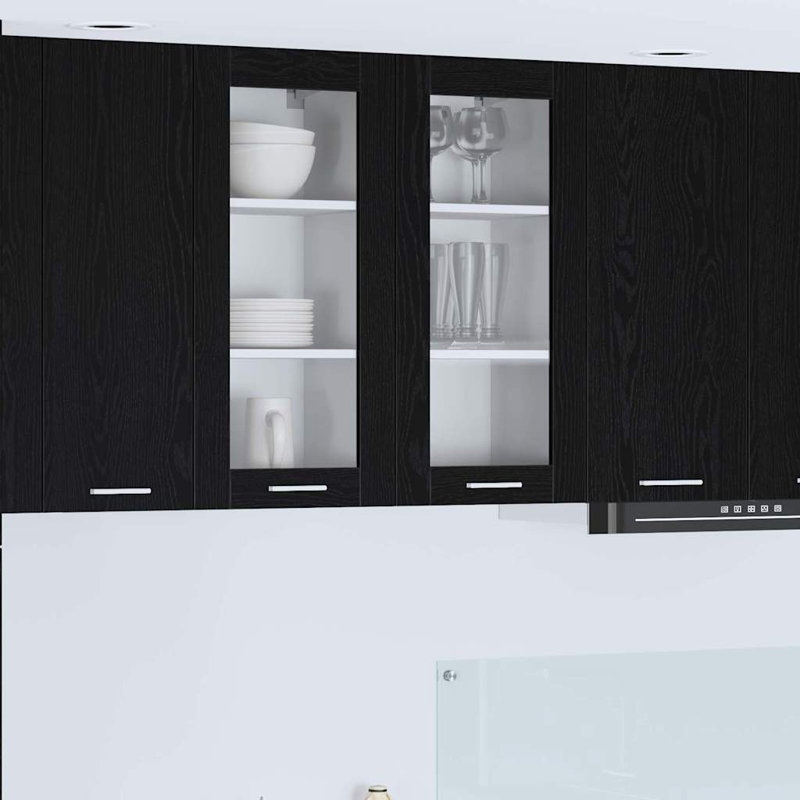 Vidaxl Hanging Cabinet With Storage Riga Grey Sonoma 60 X 31 X 80 Cm, 80cm H x 40cm W x 31cm D, Black