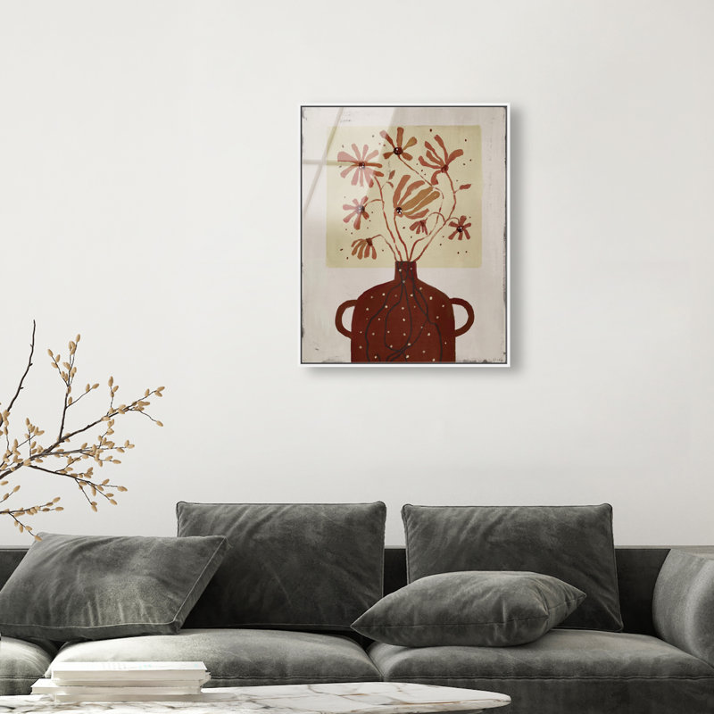 Cherry Flower Vase Print by Oliver Gal, 31" H x 25" W, White Floater Frame