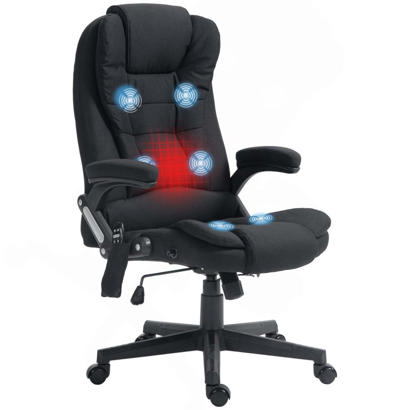 High Back Vibration Massage Office Chair with 6 Vibration Points, Heated Reclining with Remote, Black 2