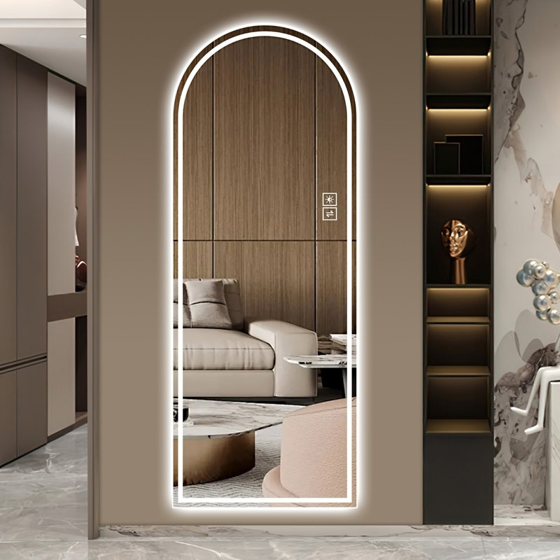 Arch Design LED Full Length Mirror,Dimmable, High Definition & Explosion-Proof, Full-Length Standing Or Wall-Mounted