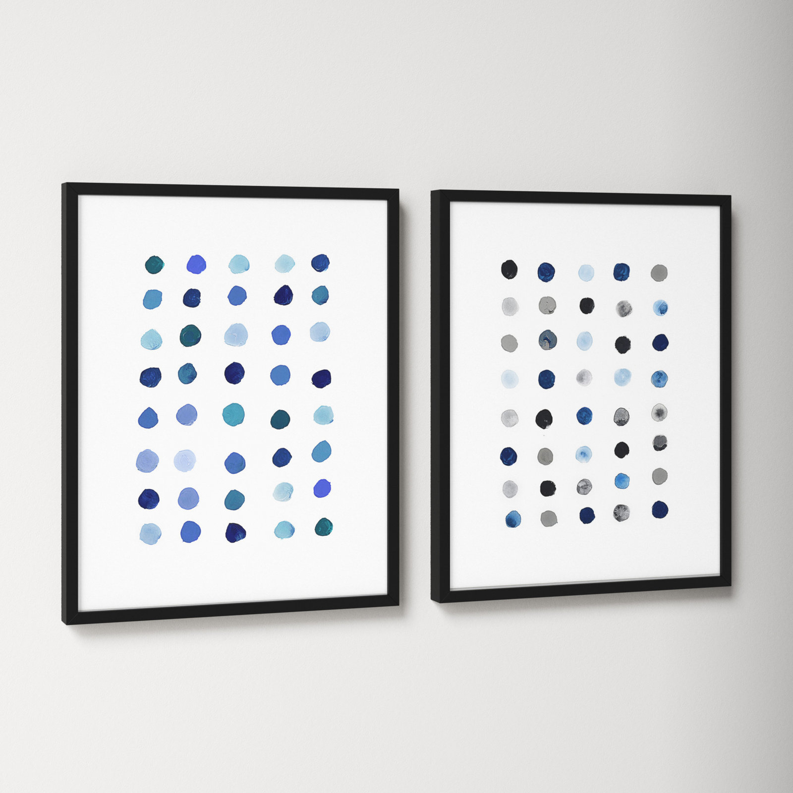 Blue Dot. Set Of 2 by Andrea Stokes, Black Wood, 20" H x 16" W x 1.25" D