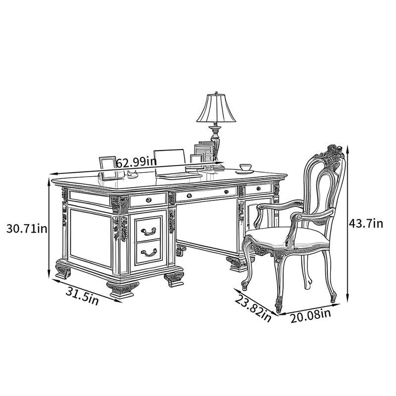 American country style desk and chair set