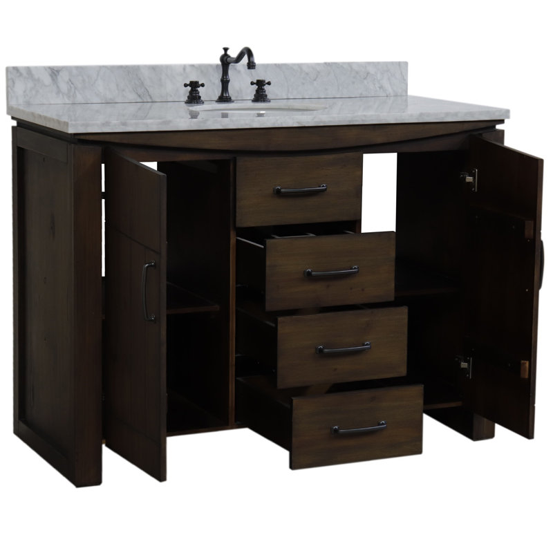 48'' Single Bathroom Vanity with White Marble Top