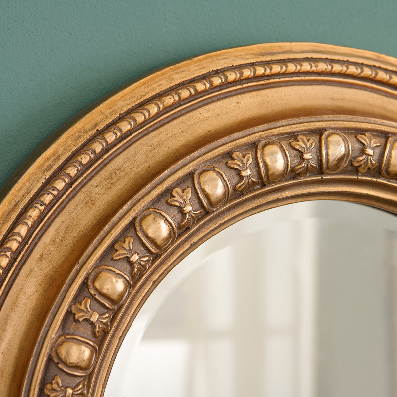 Round Metal Framed Wall Mounted Accent in Gold