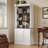 5 Tier Adjustable Bookcase with LED Lights, Roman Column Bookshelf, Open Shelves & Dual-Door Storage Cabinet