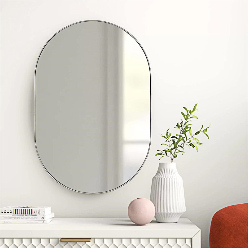 Rauch Aluminum Mirror, 28" x 20", Oval, Silver