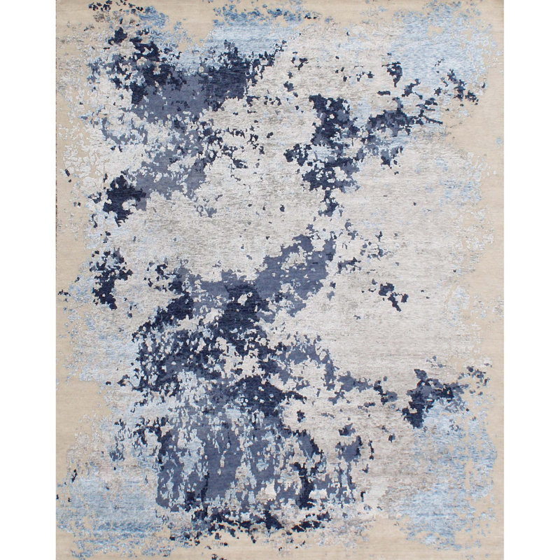 Area Rug in Silver/Blue, Rectangle 10' x 14'