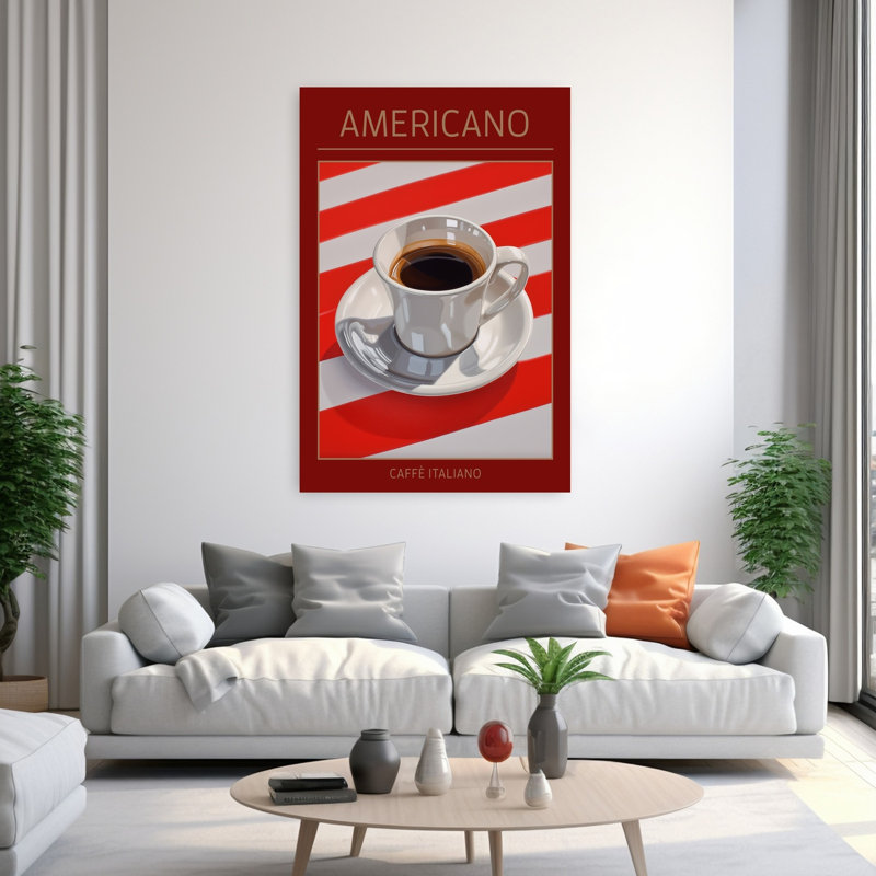 Art mural classique audacieux classique Americano Coffee, H 60 po x l 40 po